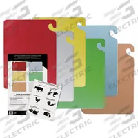 SAN JAMAR Cutting Board Set: 18 in Overall Lg, 12 in Overall Wd, Blue/Brown/Green/Red/White/Yellow (MPN CB1218KC). Key specifications — Color: Blue; Brand: SAN JAMAR; Material: Co-Polymer; NSF Certified: Yes.