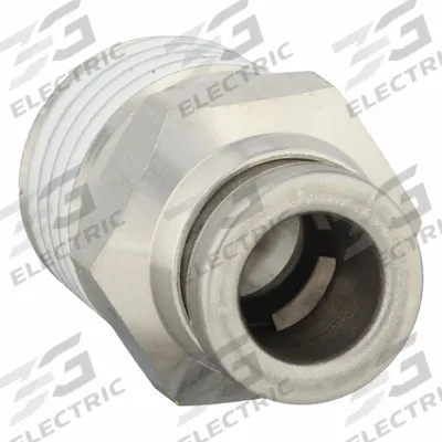 SMC Push-Fit Adapter Fitting: 1/4 in OD x 1/4 in OD Size, Push-to-Connect x MNPT - Stainless Steel Tube Fittings