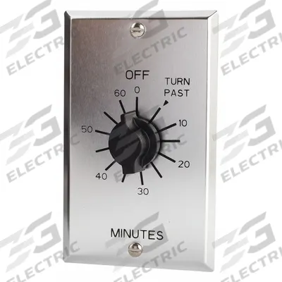 TORK Spring-Wound Timer: 2 hr Max, SPDT, 125V AC, Wall Plate Included - Spring-Wound Mechanical Timers with Wall Plates