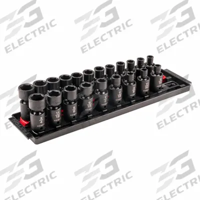 TEKTON Flex Impact Socket Set: 3/8 in Drive Size, 21 Pieces, (0) 6-Point - SAE & Metric Flex Impact Socket Sets