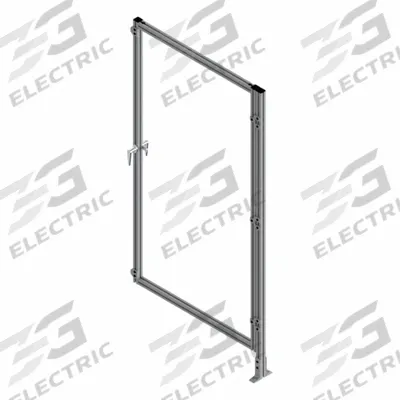FAZTEK T-Slot Framing System Door: Add-On, Gray, Left Swing, 84 in H x 37 1/2 in W x 5 1/2 in D - Clear Plastic Door Add-On Kits