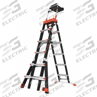 LITTLE GIANT Combination Ladder: 4 Configurations, Fiberglass, 375 lb Load Capacity - Staircase Multifunction Ladders