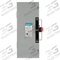 SIEMENS Safety Switch: Non-Fusible, 30 A, Single Phase, 240V AC, Galvanized Steel, Indoor (MPN DTNF221). Key specifications — attr867131: SIEMENS.