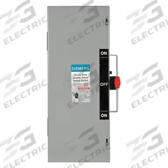 SIEMENS Safety Switch: Non-Fusible, 30 A, Single Phase, 240V AC, Galvanized Steel, Indoor (MPN DTNF221). Key specifications — attr867131: SIEMENS.