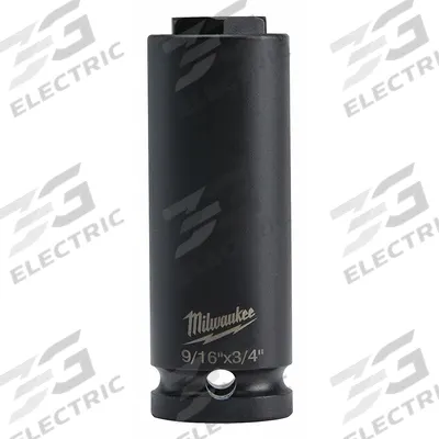 MILWAUKEE Linemans Socket: 1/2 in Drive Size, SAE, 3/4 in/9/16 in Socket Size, 6-Point - 1/2" Drive Impact Sockets