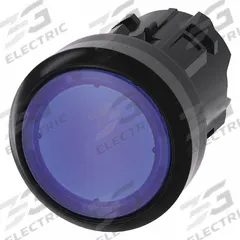 SIEMENS Flush Push Button: Blue, 22 mm Mounting Size, Non-Metallic, Momentary (MPN 3SU1001-0AB50-0AA0). Key specifications — Brand: SIEMENS; Action: Momentary; Series: 3SU; Push Button Material Type: Non-Metallic.