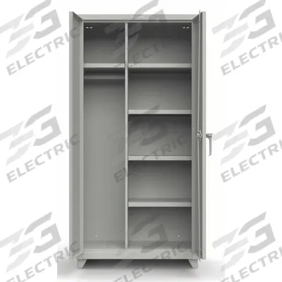 STRONG HOLD Storage Cabinet: 36 in x 24 in x 75 in, 4 Shelves, Swing Handle & Padlock Hasp - Industrial Combination Cabinets