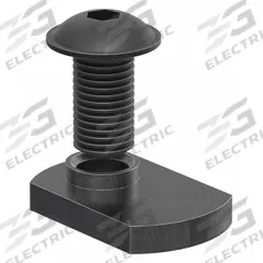 Bolt Assembly: 5/16" -18 Size, 11/16 in Thread Lg, Flanged Button Head Socket Cap, 15 Series (MPN 3320). Key specifications — Fastener Type: T-Nut; Fastener Head Type: Flanged Button Head Socket Cap; Material: Cast Iron; Finish: Zinc-Plated; T-Slot Fastener Type: Bolt Assembly; Threaded Hole Location: Single Offset; Compatible Series: 80/20 15 Series; System of Measurement: Inch.