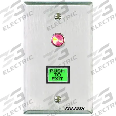 SECURITRON Exit Push Button: 4 1/2 in Ht, 5/8 in Dp, 2 3/4 in Wd, Green/Red - Push-to-Exit Buttons