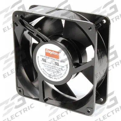 Dayton Axial Fan: 115 cfm Airflow @ 0.000 in SP, 4 11/16 in Ht, 1 1/2 in Dp, Terminals - Standard Square Axial Fans