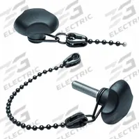 ELESA Hand Knob: 3 Point, M5 Thread, Stud, 200 mm Tether Lg, Black, Plastic, Steel Thread, 25 mm Dia (MPN 168151). Key specifications — Brand: ELESA; Tether Color: Black; Seal Material: POM; Tether Material: POM-Based Technopolymer.