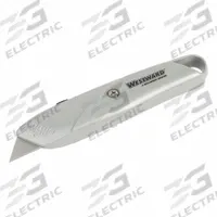 WESTWARD Safety Knife: 6 in Overall Lg, Steel Std Tip, Plain, Metal, Silver, Tools Needed (MPN 4YR09). Key specifications — attr307837: Tools Needed; attr307830: Steel Standard Tip; attr307833: Silver; attr307831: Plain; attr307832: Metal; attr324891: WESTWARD.