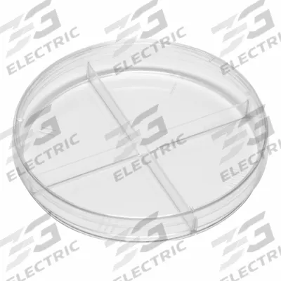 QORPAK Petri Dish: 99.82 mm Dia, 14.99 mm Overall Ht, No Surface Treatment, (4) Compartments - Petri Dishes
