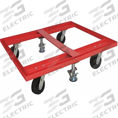 APPROVED VENDOR Pallet Dolly: 3,600 lb, Red, (4) Swivel with Floor Lock, Plastic - Open-Deck Steel Pallet Dollies
