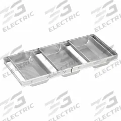 CHICAGO METALLIC Hearth Bread Pan: Aluminized Steel, 3 Slots, 12 1/4 in Overall Wd, 22 ga Gauge (MPN 44405). Key specifications — Pan Style: Hearth Bread Pan; Brand: CHICAGO METALLIC; Color: Silver; Material: Aluminized Steel; NSF Certified: No; Number of Slots: 3.