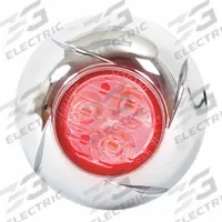 MAXXIMA Auxiliary Warning Light: Perimeter Flashing Warning Light, Red, LED, 12V DC (MPN M20380RCL-SP). Key specifications — Operating Voltage: 12V DC; Number of Flash Patterns: 17; Includes: Chrome Bezel; Electrical Connection: Wire Leads; Mount Type: Screw; Brand: MAXXIMA; Shape: Round.