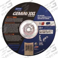 NORTON Cut-Off & Grinding Wheel: Type 27, 9" x 1/8" x 5/8"-11, Aluminum Oxide, 24 Grit, Gemini XXL (MPN 66253370275). Key specifications — Series: Gemini XXL; Brand: NORTON.