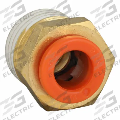 SMC Push-Fit Adapter Fitting: 1/4 in OD x 1/4 in Pipe Size, Push-to-Connect x BSPT - Polybutylene & Brass Tube Fittings