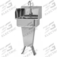 SANI-LAV Hand Sink: 41 1/2 in Overall Ht, 17 in Bowl Lg, 7 in Bowl Dp, 2 gpm Flow Rate, Sensor (MPN ESB2-503L). Key specifications — Includes Side Splash: Side Splash Included; Power Source: Battery Powered; Brand: SANI-LAV.
