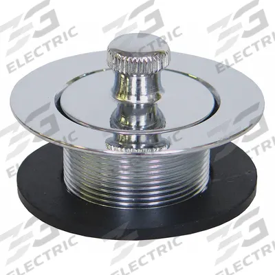 KISSLER Drain Stopper: Brass, Brass, 1 5/8 in Overall Dia, Lift and Turn - Bathtub Drain Stoppers