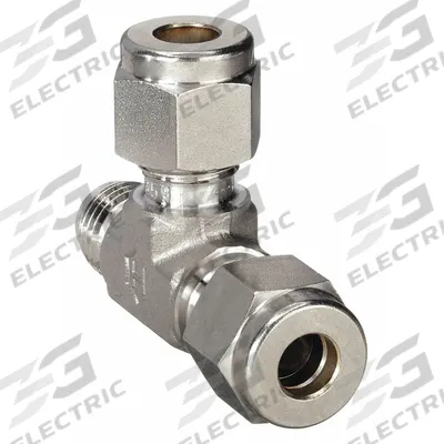 HAM-LET Compression Tee Fitting: 3/8 in OD x 3/8 in OD x 3/8 in OD Fitting Size - Double-Ferrule Stainless Steel Fittings
