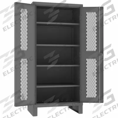 DURHAM MFG Storage Cabinet: 36 in x 24 in x 78 in, 4 Adj Shelves, Swing Handle & Padlock Hasp - Industrial Ventilated Shelf Cabinets