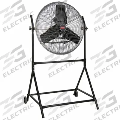 Dayton Portable Fan: 24 in Blade Dia, Non-Oscillating, 3 Speeds, 52 in Ht, 34 in Wd - Mobile Office Floor Fans
