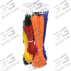GRAINGER Cable Tie Kit: 500 Pieces, Nylon 6/6, Plastic Pawl Locking, Assorted Colors (MPN 40J770). Key specifications — Locking Style: Plastic Pawl; Includes: (100) 7.9 in Orange; Material: Nylon 6/6; Brand: GRAINGER.
