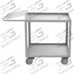 DURHAM MFG Utility Cart: 1,200 lb, 2 Shelves, 51 in L x 18 in W x 39 in H Overall Dim, Flat (MPN SOPC1618362ALU5PU). Key specifications — Caster Wheel/Tread Material: Polyurethane; Brand: DURHAM MFG; Caster/Wheel Configuration: (2) Swivel with Brake.