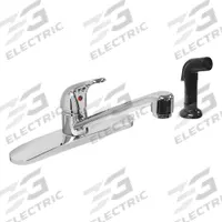 DOMINION FAUCETS Low Arc Kitchen Faucet: Silver, Cast Brass, Single-Post, Deck, 4 Mounting Holes (MPN 77-1182). Key specifications — Series: Silver; Brand: DOMINION FAUCETS.