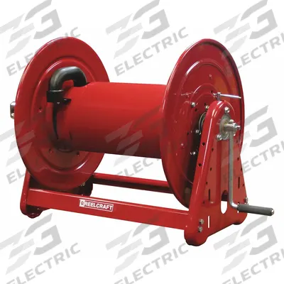 REELCRAFT Hand Crank Hose Reel: 100 ft. (1 in I.D.), Aflas, Steel, Red - Standard Multipurpose Hand-Crank Hose Reels with Gooseneck