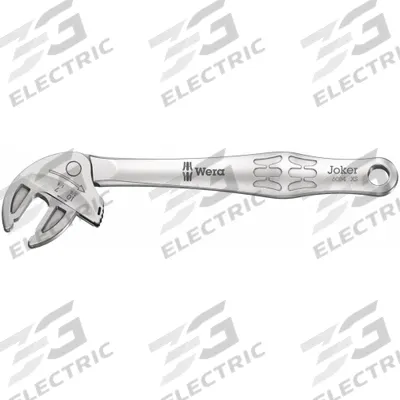 WERA Adjustable Wrench: Steel, Satin Chrome, 4 5/8 in Overall Lg, 3/8 in Jaw Capacity - Ratcheting Lever-Locking Adjustable Wrenches