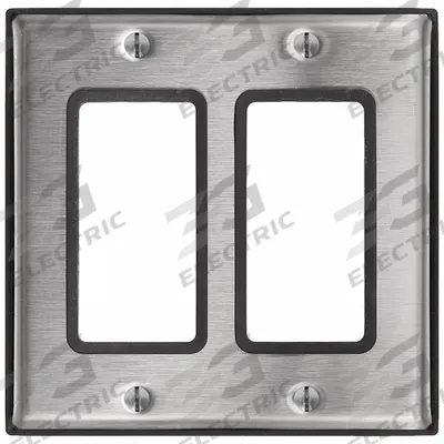 LEVITON Wall Plate: Decorator-Rocker, 2 Gang, Silver - Cleanroom-Rated Gasketed Wall Plates