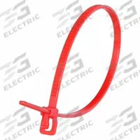 RETYZ Releasable Cable Tie: Red, 6 in Lg, Max. 1 1/2 in Bundle Dia., 18 lb Rated, 100 PK (MPN VRT-S06RD-TA). Key specifications — Outdoor Use: No; Color: Red; Brand: RETYZ; Pack: Large Pack.