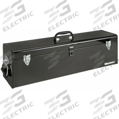 WESTWARD Tool Box: 30 in W 7 in D 9 in H, Steel, Black, Padlock - Steel Tool Boxes