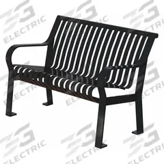 THOMAS STEELE Outdoor Bench: Carnival, 46 in Overall Lg, 32 in Overall Ht, Black, Black, Surface (MPN CRB-4-VS-B). Key specifications — Manufacturer Part Number: CRB-4-VS-B; Brand: THOMAS STEELE; Frame Color: Black; Product Type: Outdoor Bench; Seat Color: Black; Series: Carnival.