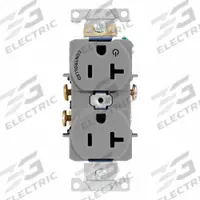 LEVITON Duplex Receptacle Outlet: Duplex, 5-20, Gray, 125V AC, 20 A, 2 Pole / 3 Wire (MPN 5362-S1G)