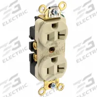 HUBBELL Receptacle: Duplex, 5-20, Ivory, 125V AC, 20 A, 2 Pole / 3 Wire (MPN HBL5352I)