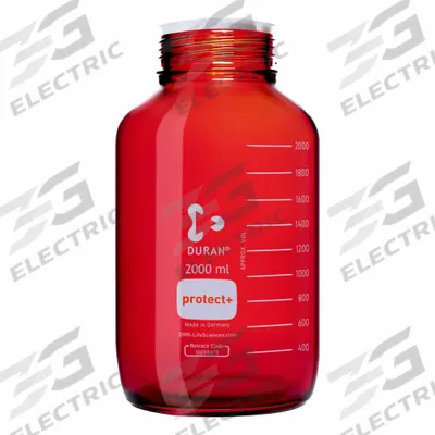 DURAN Narrow Mouth Round Glass Bottles - Safety Coated: 2 L, 80 mm, Amber - Safety Coated Wide Mouth Round Glass Lab Bottles
