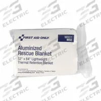 FIRST AID ONLY Rescue Blanket: Poly-Film, Silver, 52 in Wd, 84 in Lg (MPN I800). Key specifications — Blanket Material: Aluminum; Blanket Color: Silver; Includes: (5) Aluminized Rescue Blankets; Brand: FIRST AID ONLY; Product Type: Rescue Blanket; Compatible Product Type: First Aid.