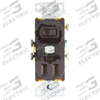 Combination Device: Toggle Switch, 5-15R, Brown, 120V AC, 15 A (MPN BRYRC108). Key specifications — Brand: BRYANT.