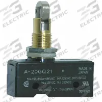 OMRON Snap Action Switch: Plunger Actuator, 1NO/1NC, Solder (MPN A-20GQ21). Key specifications — AC Contact Rating: 20 A @ 480 V; Electrical Connection: Solder; Series: A; Brand: OMRON.