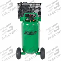 SPEEDAIRE Air Compressor: Splash Lubricated, 25 gal, Vertical, 2 hp, 6.2 cfm @ 90 psi, 120V AC, 15A (MPN C251G). Key specifications — attr48686: Splash Lubricated; attr48685: 120V AC; attr48678: 15A; attr48688: Pump is shipped full of oil; attr48671: SPEEDAIRE; attr124308: Standard (75 dBA or more).