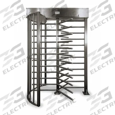 TURNSTILE Hi Gate Turnstile: 1-Way, Full Ht Gate, Electric, 90 in Overall Ht - One-Way Turnstiles