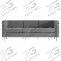 FLASH FURNITURE Sofa: Gray, Gray, Faux Leather, Metal, 65 1/2 in Seat Wd, 21 1/4 in Seat Dp (MPN ZB-REGAL-810-3-SOFA-GY-GG)