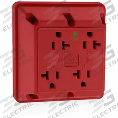 LEVITON Receptacle: Quad, 5-20, Red, 125V AC, 20 A, 2 Pole / 3 Wire (MPN 21254-HR) - General Purpose Receptacles