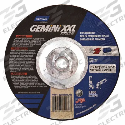 NORTON Cut-Off & Grinding Wheel: Type 27, 7" x 1/8" x 5/8"-11, Aluminum Oxide - General Purpose Combination Wheels for Carbon & Stainless Steel