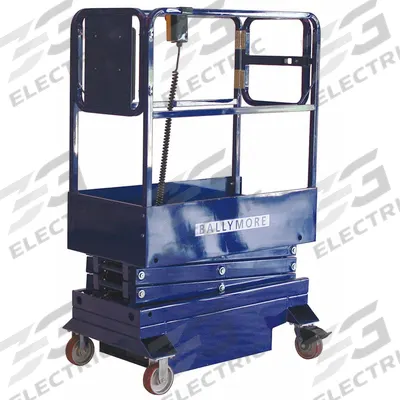 BALLYMORE Mobile Personnel Lift: Battery, Push-Around, 9.8 ft Elevated Platform Ht - Push-Around Scissor Lifts