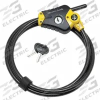 MASTER LOCK Cable Lock: Steel, Black, 6 ft Cable Lg, 3/8 in Cable Dia, Key Locking (MPN 8413DPF). Key specifications — Cable Coating: Vinyl; Cable Color: Black; Cable Lock Type: Adjustable Length Cable Locks; Locking Style: Key; Brand: MASTER LOCK; Cable Material: Steel.