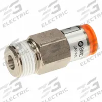SMC Pneumatic Check Valve: Male Connector, NBR, Aluminum Alloy (Valve)/PBT (Body)/Spacer (Brass) (MPN AKH13A-N04S). Key specifications — attr291949: 1/2 in NPT; attr291950: 1/2 in Tubing; attr291957: NBR, Aluminum Alloy (Valve); PBT (Body); Spacer (Brass); attr294749: SMC.